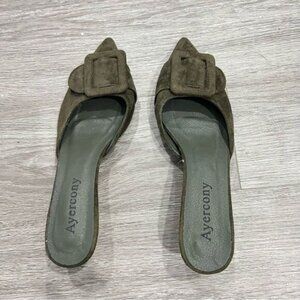 Womens Olive Green Mules Ayercony